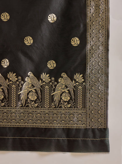 Roop Women's Silk Blend Banarasi Jacquard Zari Woven Straight Kurta Pant with Dupatta Set - FitVibe Fashion