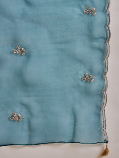 Riwaayat Women Kurta and Pant Dupatta Sets Silk Blend Fabrics with Embroidery - FitVibe Fashion