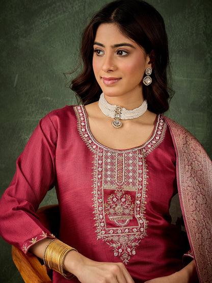 Zarika Women Kurta and Pant Dupatta Sets Viscose Rayon Fabrics with Embroidery Handwork - FitVibe Fashion