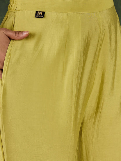 Vasant Women's Embroidered Yellow Silk Blend Straight Suit Set with Dupatta - FitVibe Fashion