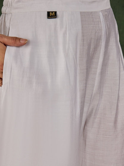 Rutu Women's Silk Blend Embroidered Straight Kurta & Pant Set - FitVibe Fashion