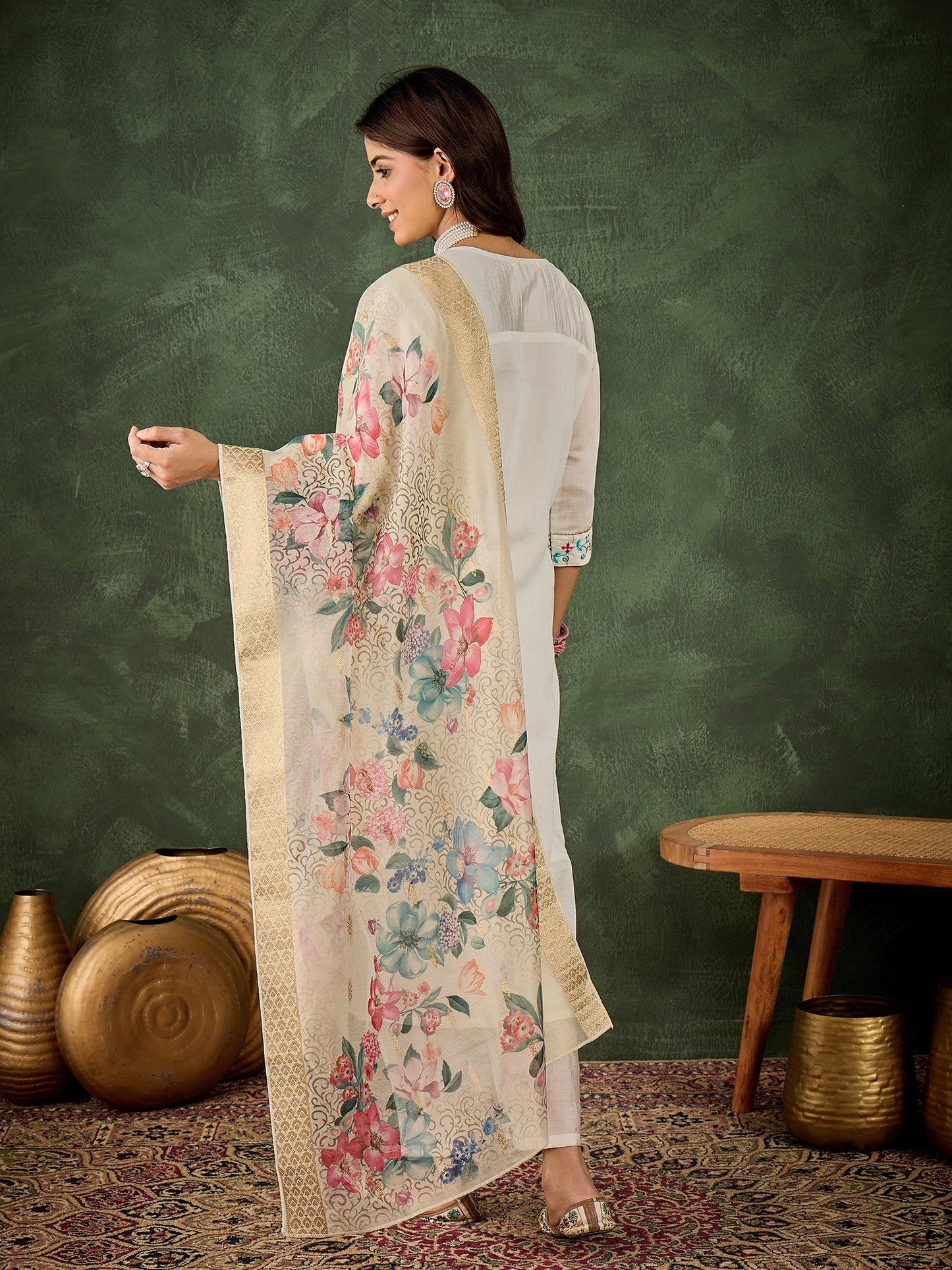 Varnam Women Silk Blend Kurta Pant Dupatta Set - FitVibe Fashion