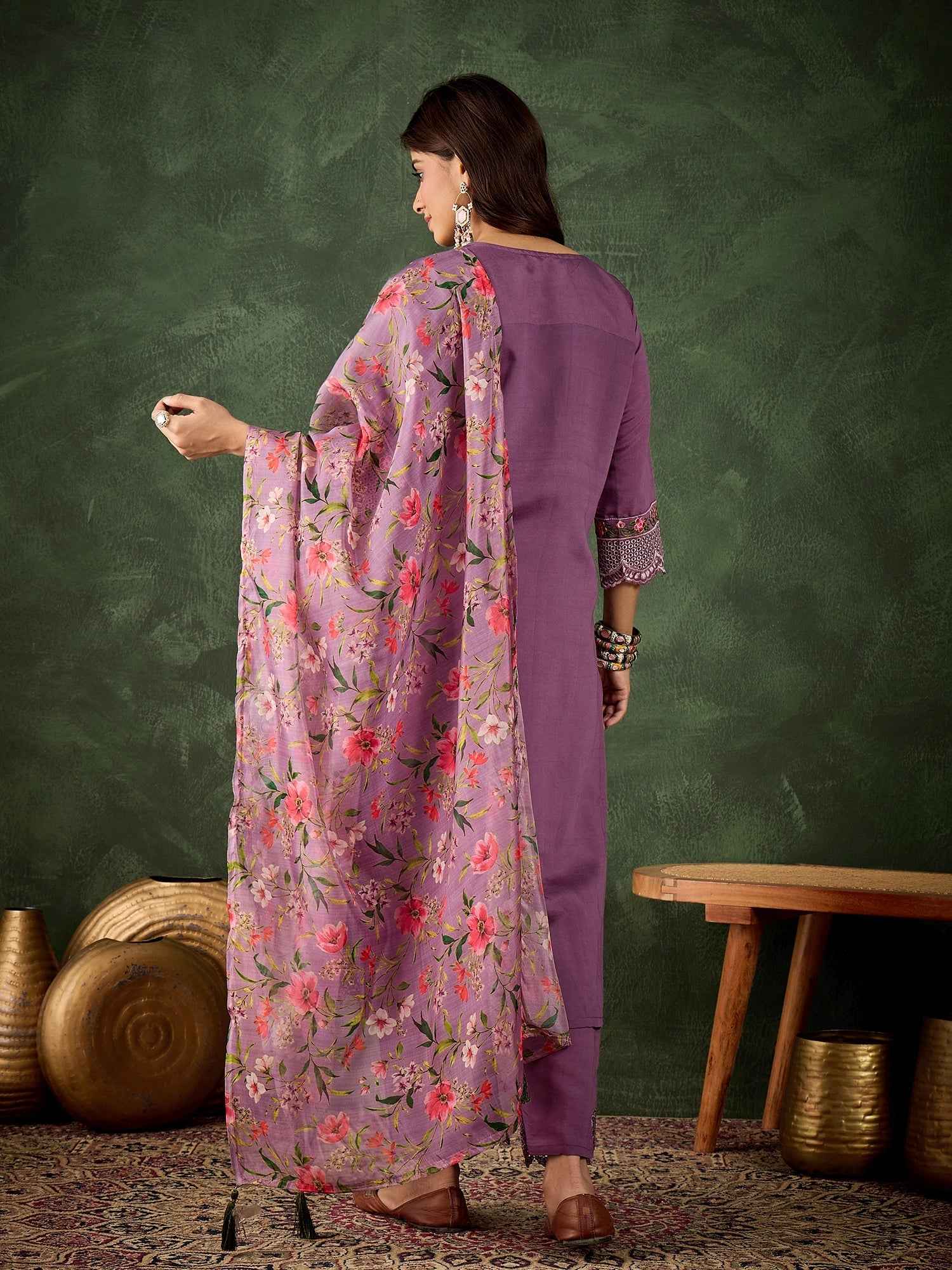 Aarika Women Kurta and Pant Sets Viscose Roman Silk Fabric