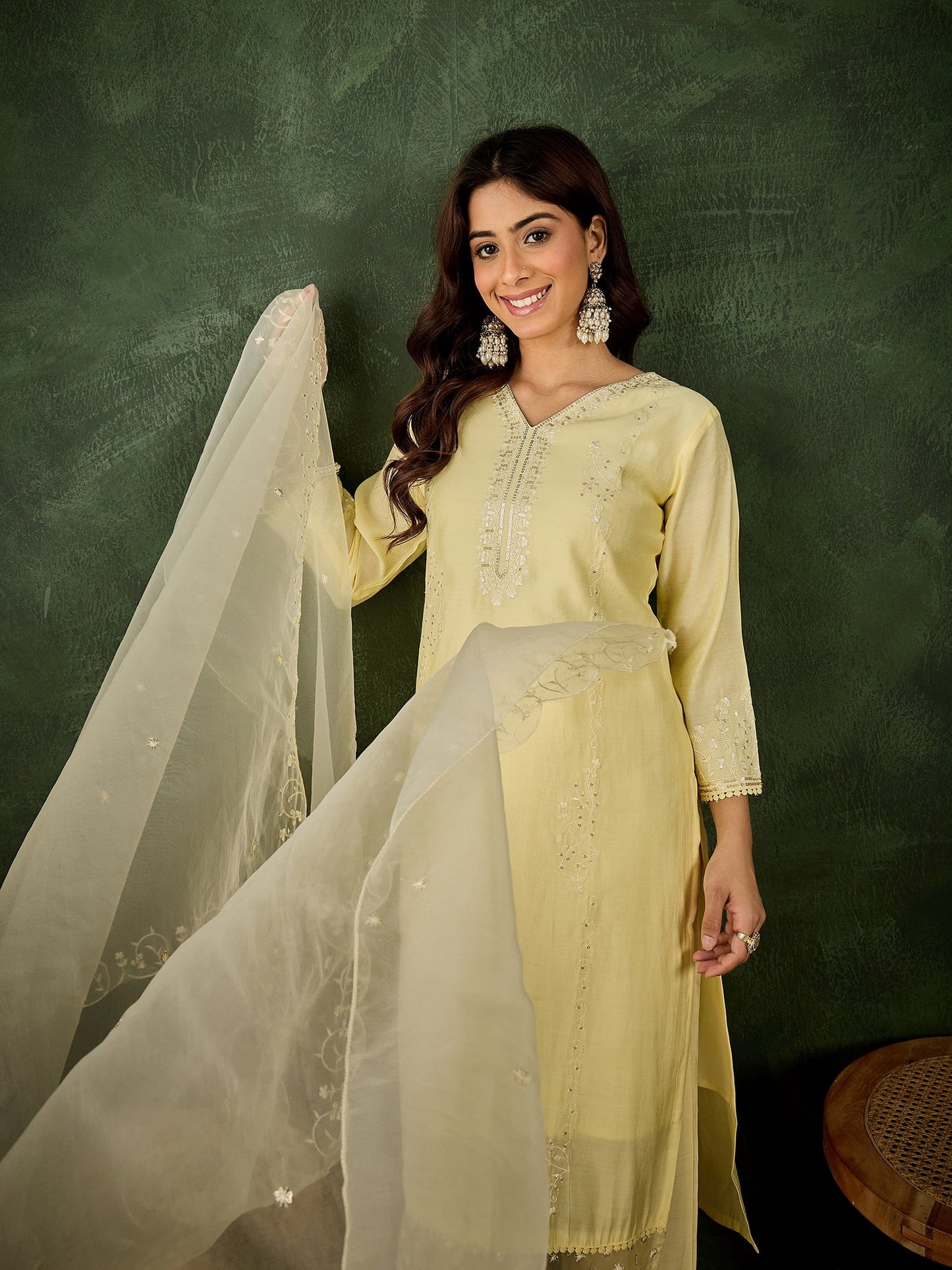 Kritika Silk Blend Women Embroidered Kurta And Pant Set With Dupatta - FitVibe Fashion