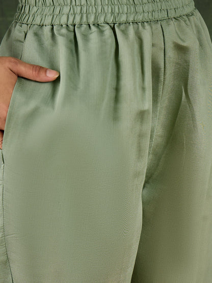 Malika Women Silk Blend Kurta Pant Dupatta Set - FitVibe Fashion