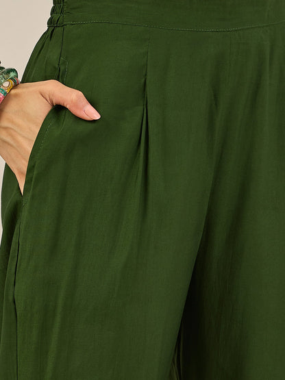 Varnita Women's Embroidered Silk Blend Calf Length Straight Kurta Trouser with Dupatta Set - FitVibe Fashion