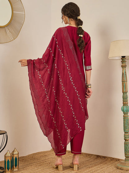 Divyaa Womens Embroidered Viscose Rayon Kurta Pant Set with Chanderi Silk Dupatta Stylish Ethnic Wear - FitVibe Fashion