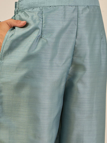 Zehra Womens Silk Blend Embroidered Kurta Pant Set with Dupatta Elegant Ready to Wear - FitVibe Fashion