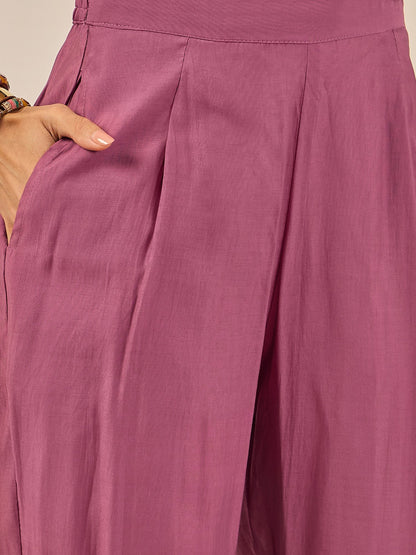 Vedhika Women's Embroidered Silk Blend Calf Length Straight Kurta Trouser with Dupatta Set - FitVibe Fashion