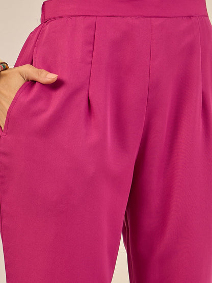 Phool Embroidered Chanderi Purple Suit Set with Dupatta Ethnic Sets - FitVibe Fashion