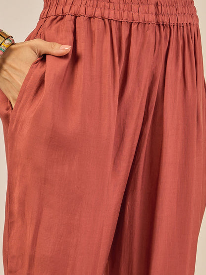 Janvi Peach Embroidered Silk Blend Straight Suit With Dupatta - FitVibe Fashion