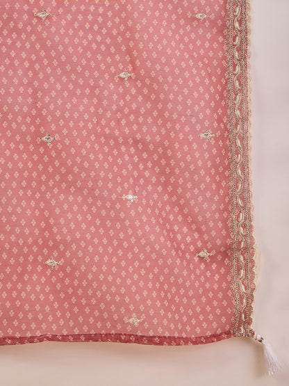 Janvi Peach Embroidered Silk Blend Straight Suit With Dupatta - FitVibe Fashion