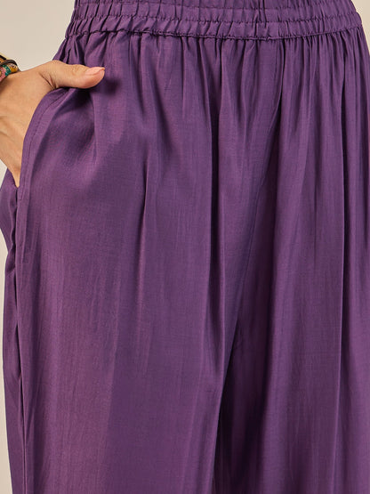 Gauri Elegant Silk Blend Kurta Set with Chanderi Dupatta Ready to Wear Embroidered Party Wear Outfit - FitVibe Fashion