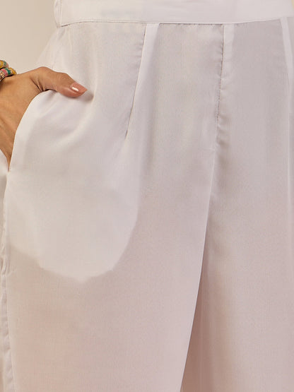 Divyaa Womens Chanderi Silk Kurta Pant Set with Embroidered Organza Dupatta Traditional Party Wear - FitVibe Fashion