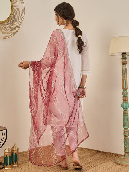 Divyaa Womens Chanderi Silk Kurta Pant Set with Embroidered Organza Dupatta Traditional Party Wear - FitVibe Fashion