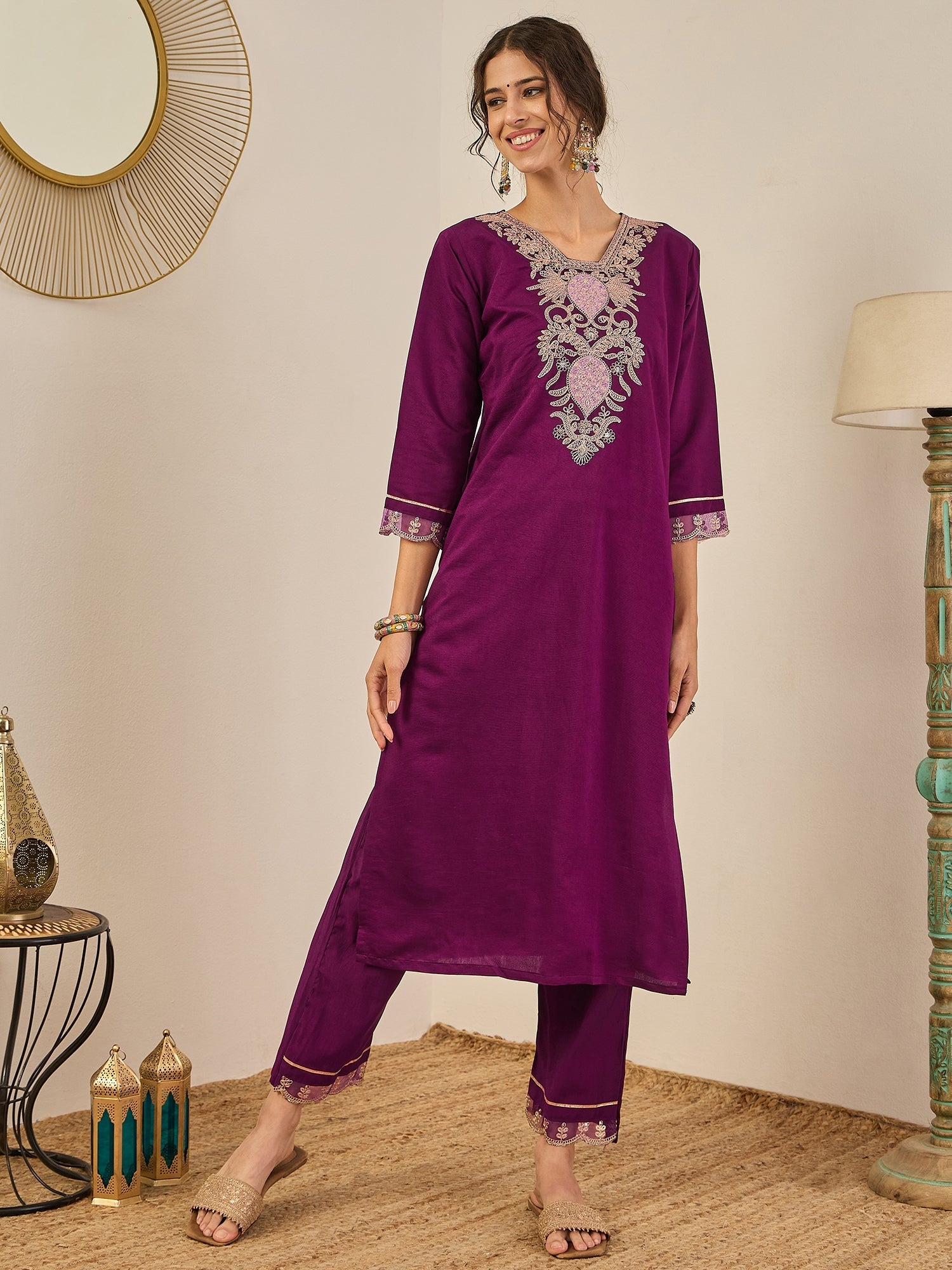 Yamini Women's Ready to Wear Viscose Rayon Silk Kurta Set Lightweight Soft Stylish Ethnic Outfit - FitVibe Fashion