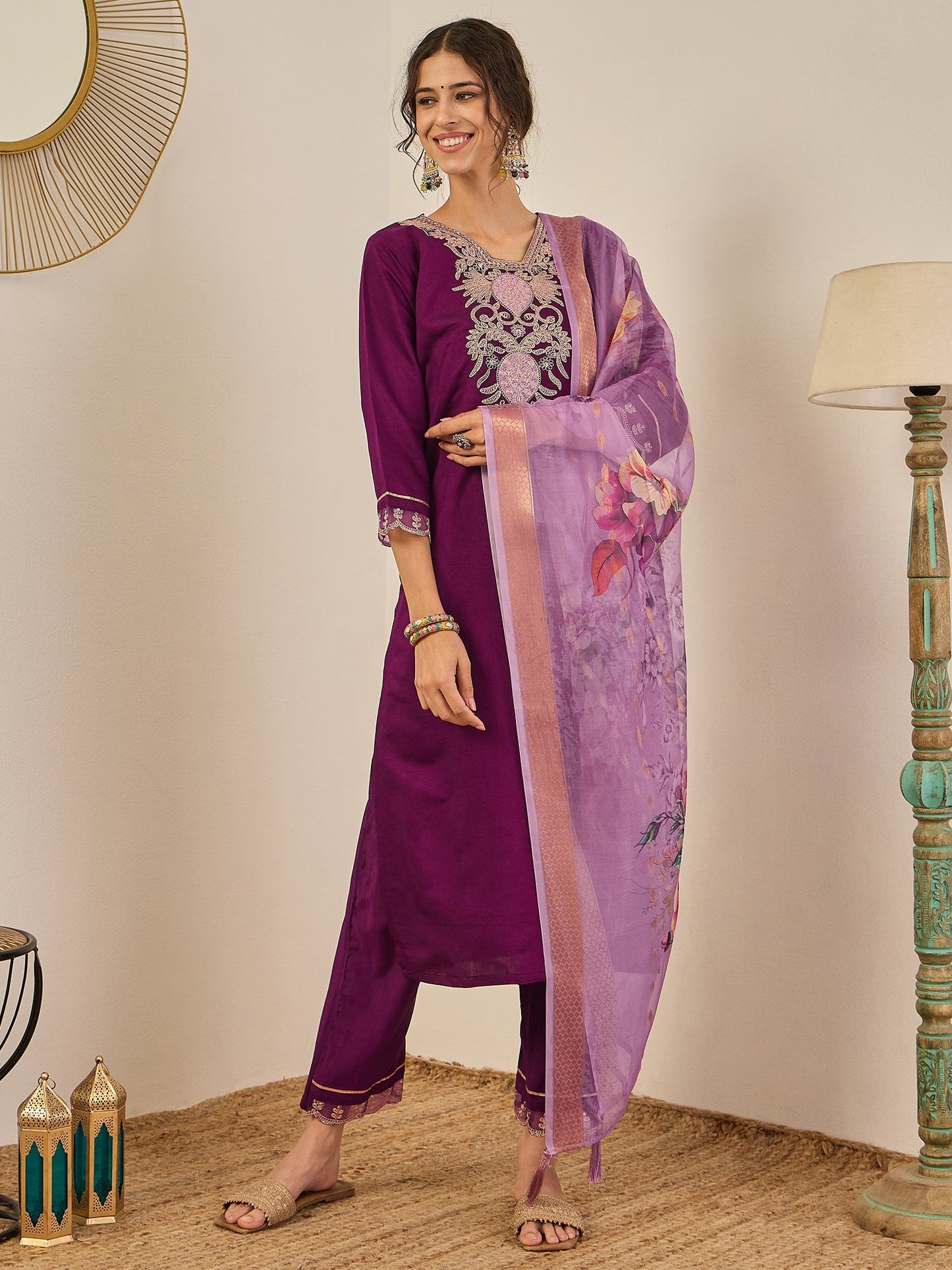 Yamini Women's Ready to Wear Viscose Rayon Silk Kurta Set Lightweight Soft Stylish Ethnic Outfit - FitVibe Fashion