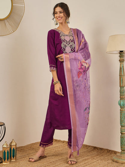 Yamini Women's Ready to Wear Viscose Rayon Silk Kurta Set Lightweight Soft Stylish Ethnic Outfit - FitVibe Fashion