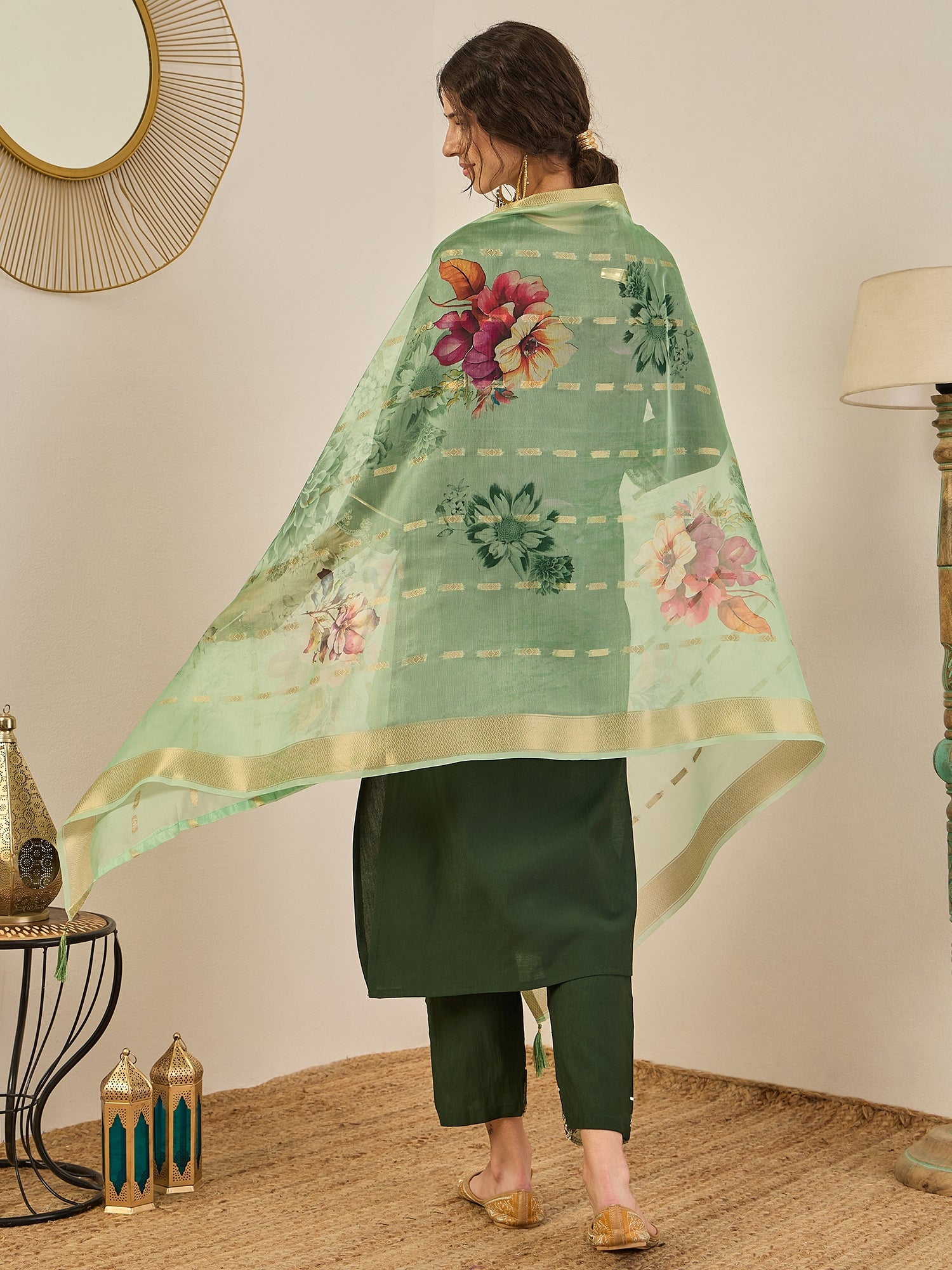 Geeta Women's Ready to Wear Viscose Rayon Silk Kurta Set Lightweight Soft Stylish Ethnic Outfit - FitVibe Fashion