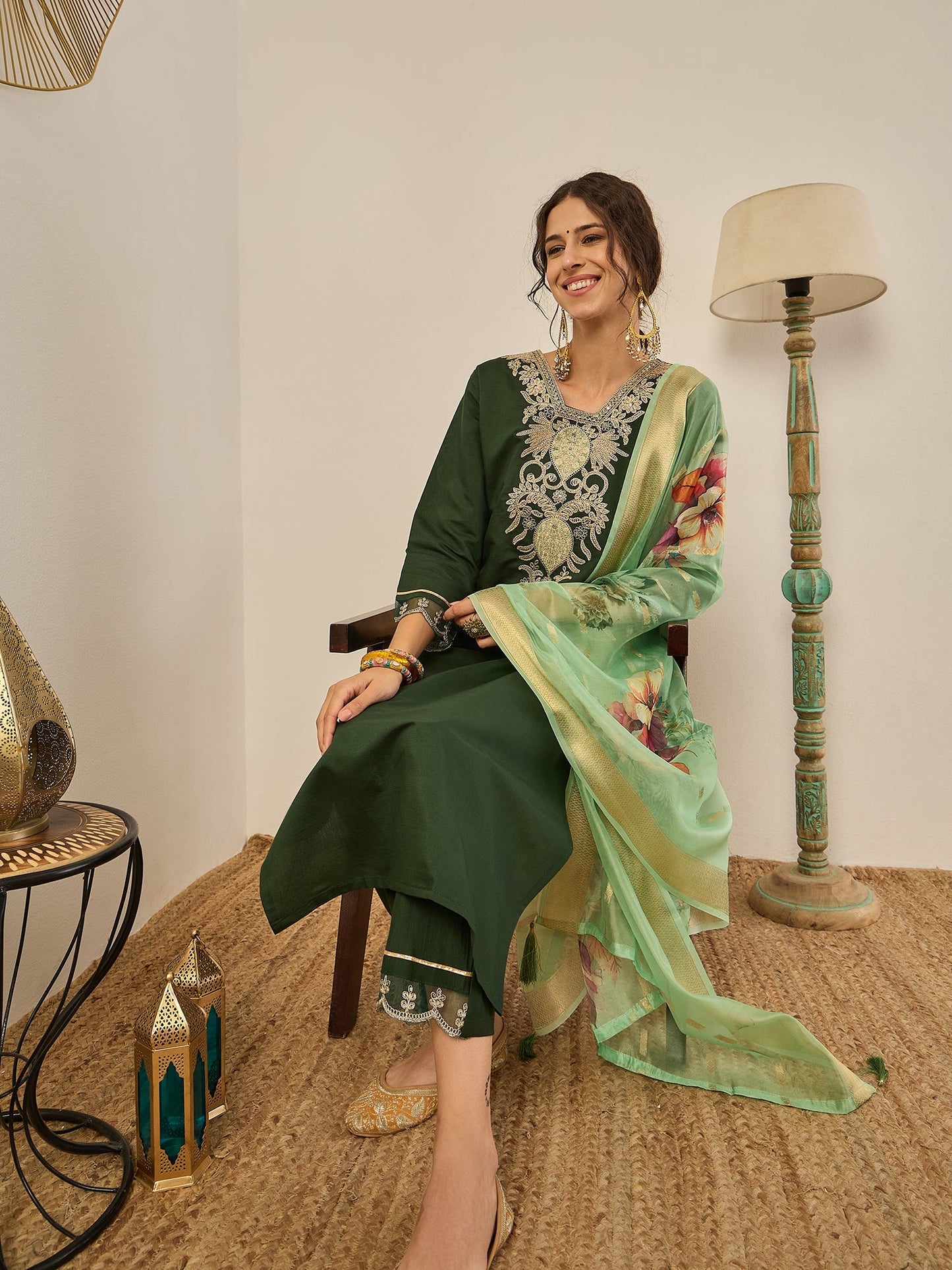 Geeta Women's Ready to Wear Viscose Rayon Silk Kurta Set Lightweight Soft Stylish Ethnic Outfit - FitVibe Fashion