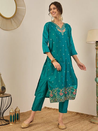 Gulnaar Cotton Silk Kurta Set with Banarasi Minakari Dupatta Zari Work Ready to Wear Elegance - FitVibe Fashion