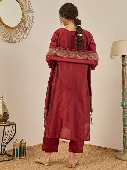 Gulnaar Cotton Silk Kurta Set with Banarasi Minakari Dupatta Zari Work Ready to Wear Elegance - FitVibe Fashion