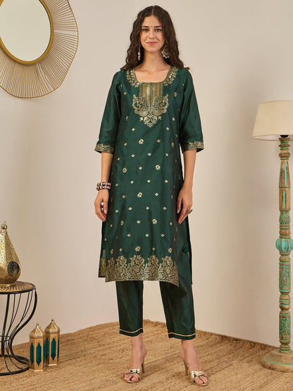 Divyaa Elegant Cotton Silk Kurta Set with Zari Work Ready to Wear Ethnic Outfit for Women - FitVibe Fashion