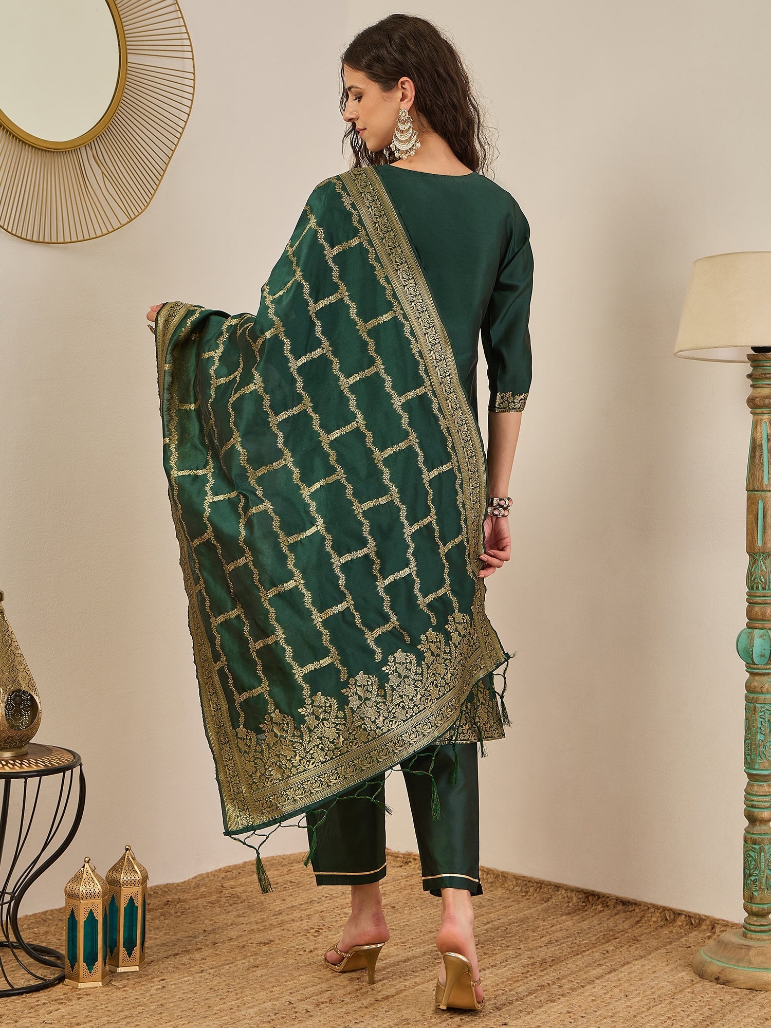 Divyaa Elegant Cotton Silk Kurta Set with Zari Work Ready to Wear Ethnic Outfit for Women - FitVibe Fashion