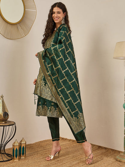 Divyaa Elegant Cotton Silk Kurta Set with Zari Work Ready to Wear Ethnic Outfit for Women - FitVibe Fashion