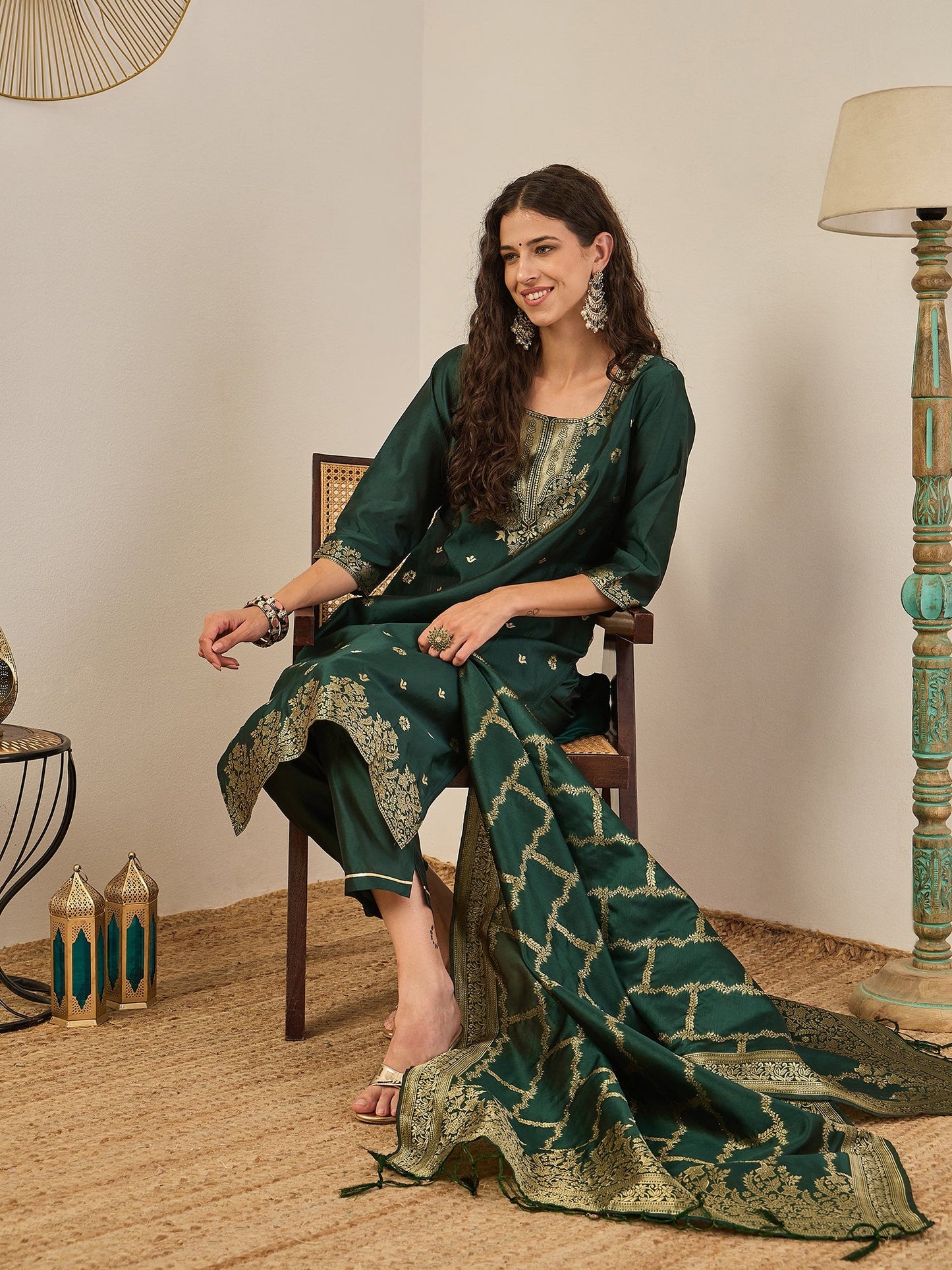 Divyaa Elegant Cotton Silk Kurta Set with Zari Work Ready to Wear Ethnic Outfit for Women - FitVibe Fashion