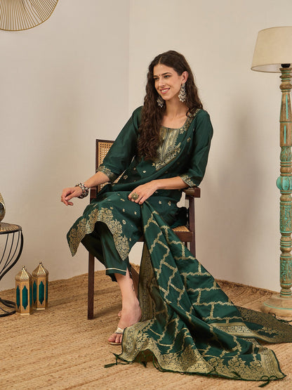 Divyaa Elegant Cotton Silk Kurta Set with Zari Work Ready to Wear Ethnic Outfit for Women - FitVibe Fashion