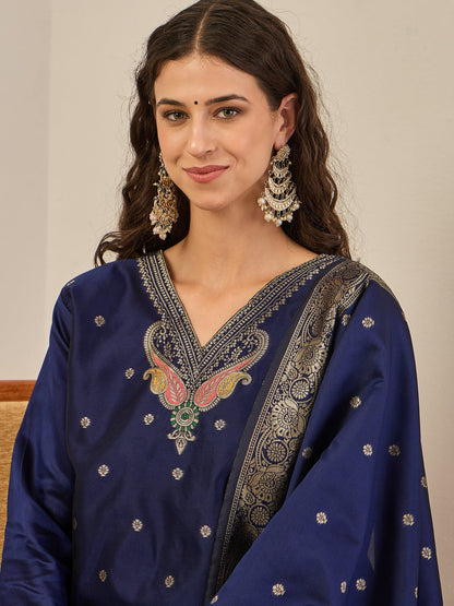 Gulnaar Cotton Silk Kurta Set with Banarasi Minakari Dupatta Zari Work Ready to Wear Elegance - FitVibe Fashion