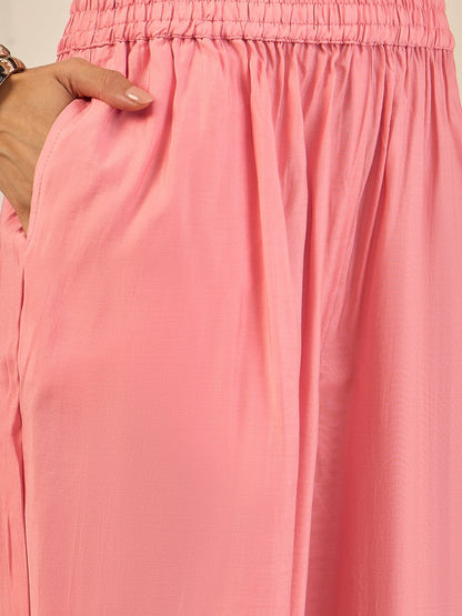 Swarnika Elegant Silk Blend Kurta Set with Chanderi Dupatta Ready to Wear Embroidered Party Wear Outfit - FitVibe Fashion