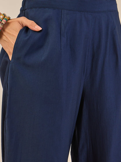 Mahima Teal Embroidered Viscose Blend Straight Suit With Dupatta - FitVibe Fashion