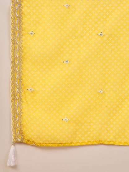 Roobee Lemon Embroidered Silk Blend Straight Suit With Dupatta - FitVibe Fashion