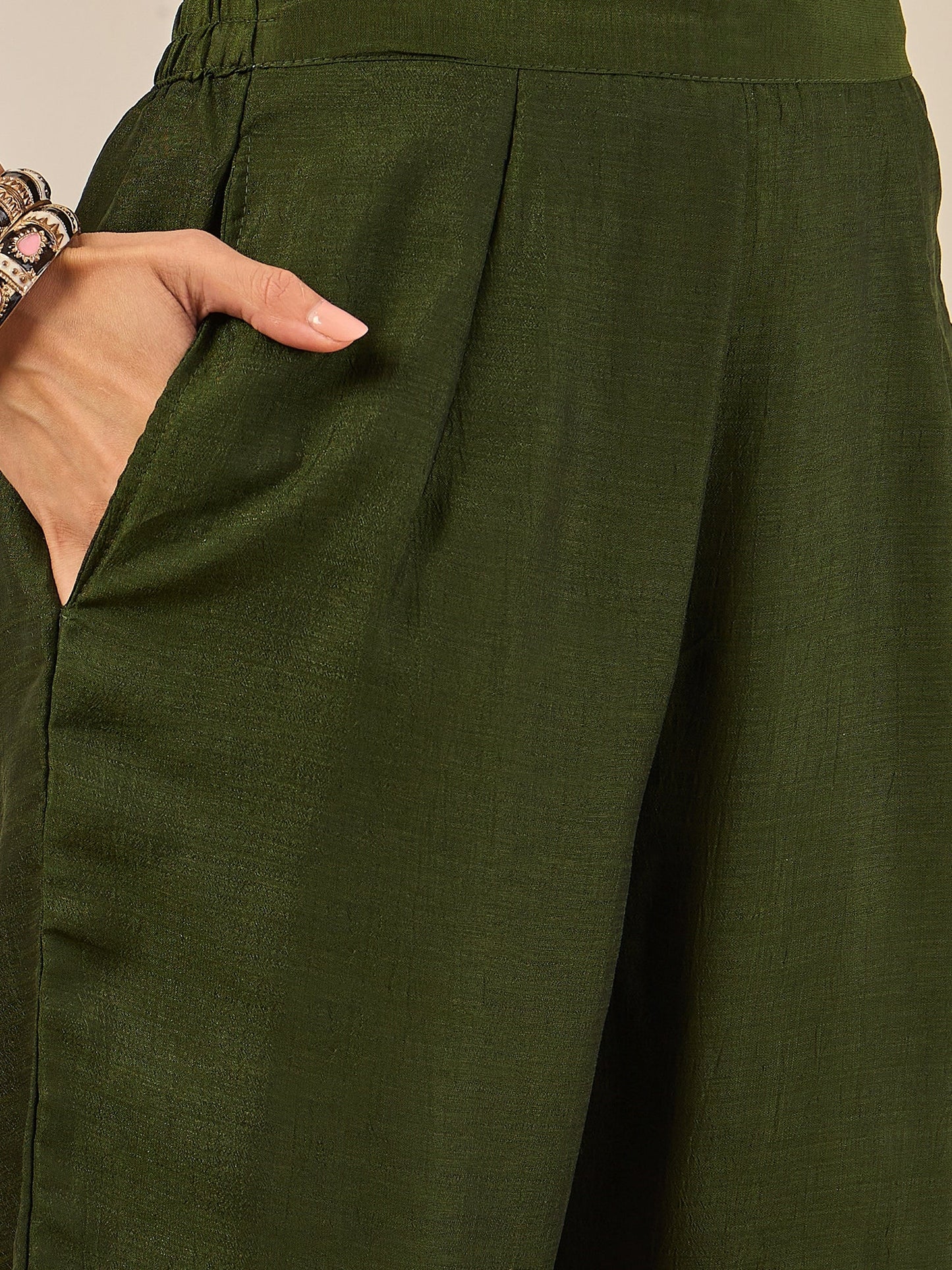 Shravya Green Embroidered Silk Blend Anarkali Kurta Pant With Dupatta Set - FitVibe Fashion