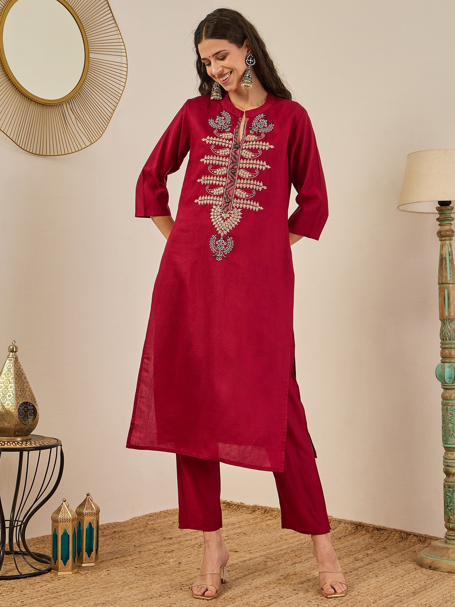 Swarnika Women's Embroidered Silk Blend Kurta Set with Dupatta – Stylish Ethnic Wear for Casual & Festive Occasions - FitVibe Fashion