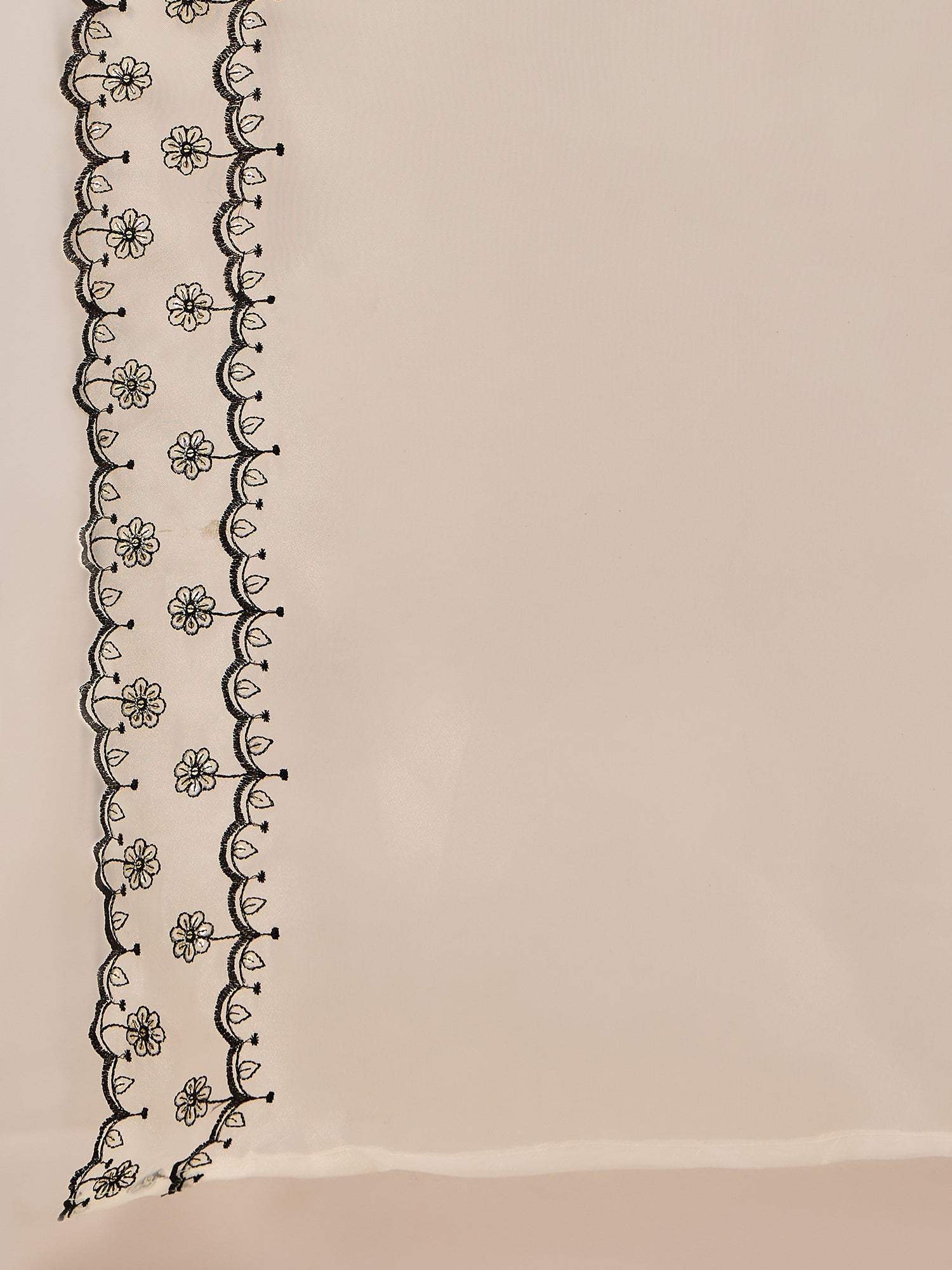 Keerthy Cream Embroidered Straight Printed Kurta Pant Set with Organza Dupatta - FitVibe Fashion