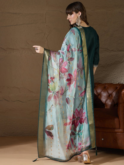 Nitya Green Women Kurta and Trousers Pant Sets Cotton Blend - FitVibe Fashion