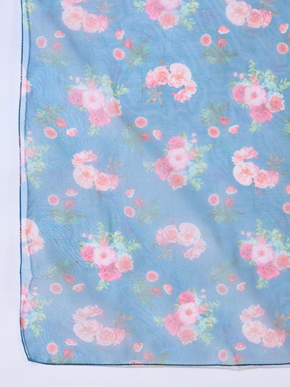 Neelangi Teal Women Kurta and Leggings Duppata Set Chanderi Modal Butti - FitVibe Fashion