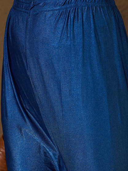 Neelangi Teal Women Kurta and Leggings Duppata Set Chanderi Modal Butti - FitVibe Fashion