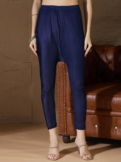 Neelangi Blue Women Kurta and Leggings Duppata Set Chanderi Modal Butti - FitVibe Fashion