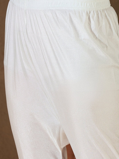 Neelangi Off white Women Kurta and Leggings Duppata Set Chanderi Modal Butti - FitVibe Fashion