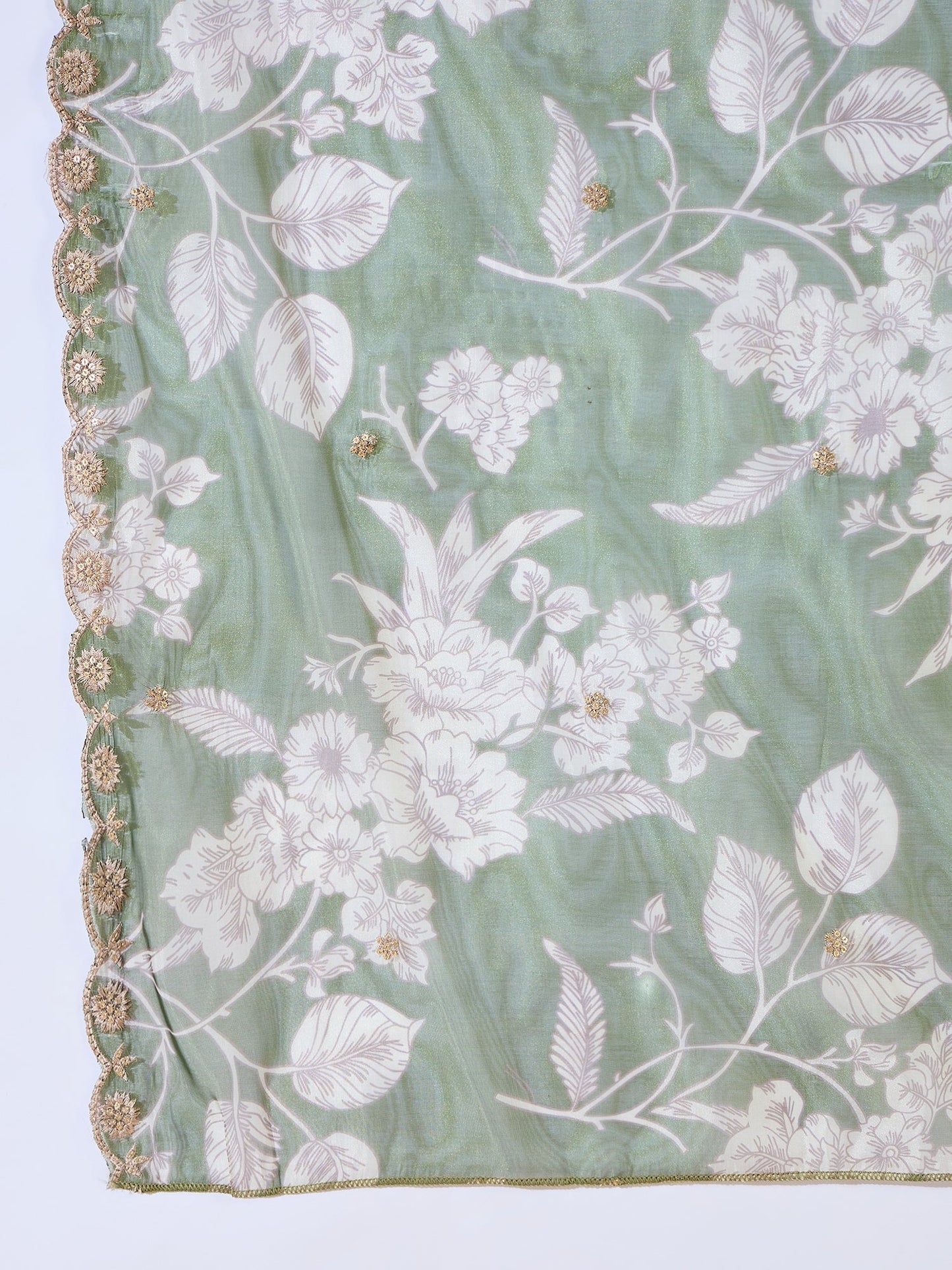 Chitra Charm Mehndi Yoke Design Silk Blend Straight Suit With Dupatta - FitVibe Fashion