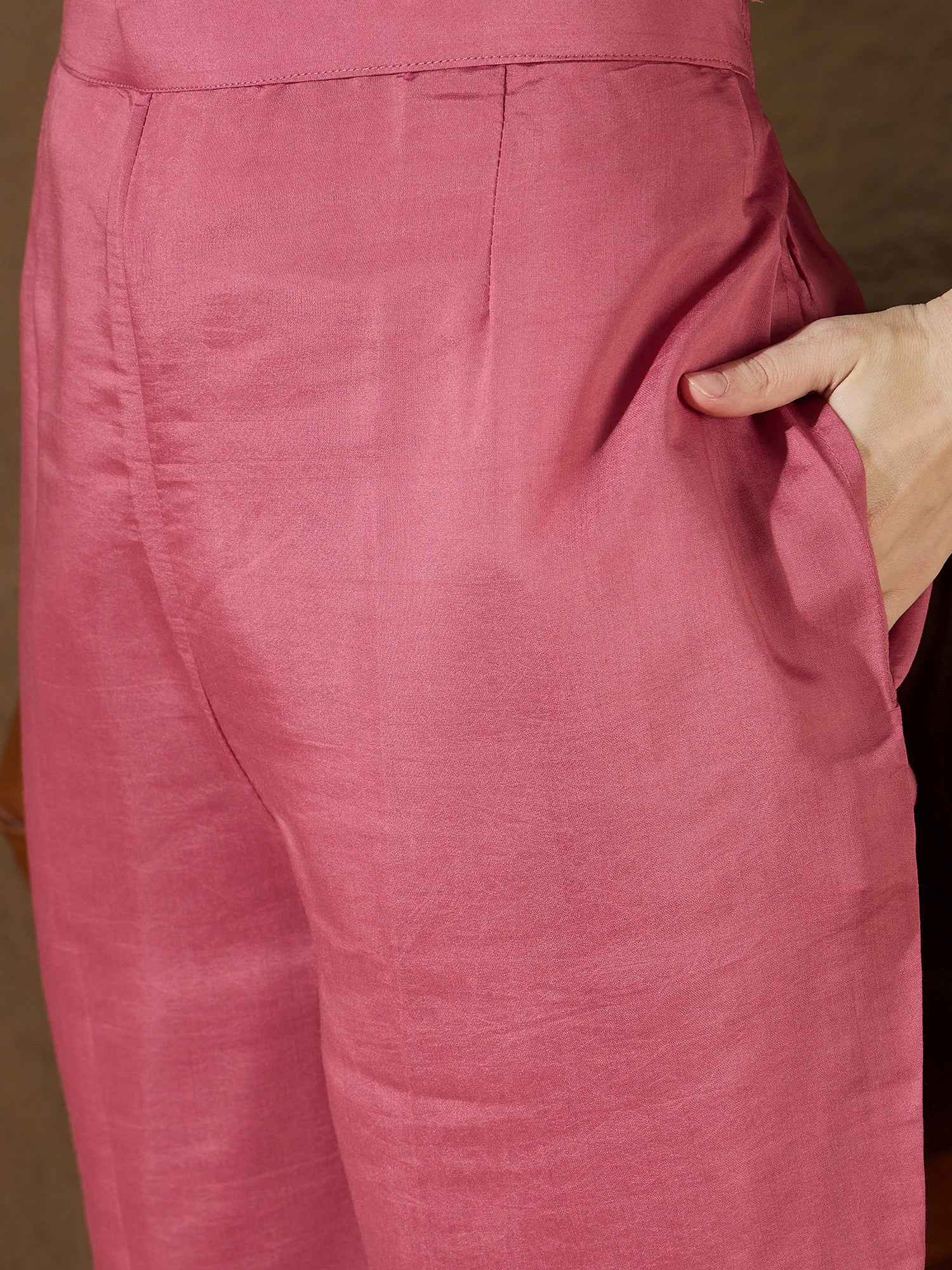 Aarohi peach Women Kurta and Pant Sets Silk Blend Fabric