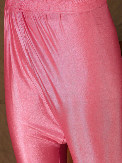 Neelangi Pink Women Kurta and Leggings Duppata Set Chanderi Modal Butti - FitVibe Fashion