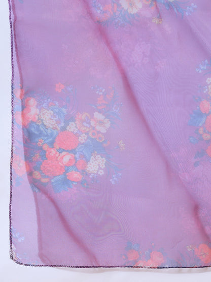 Neelangi Purple Women Kurta and Leggings Duppata Set Chanderi Modal Butti - FitVibe Fashion