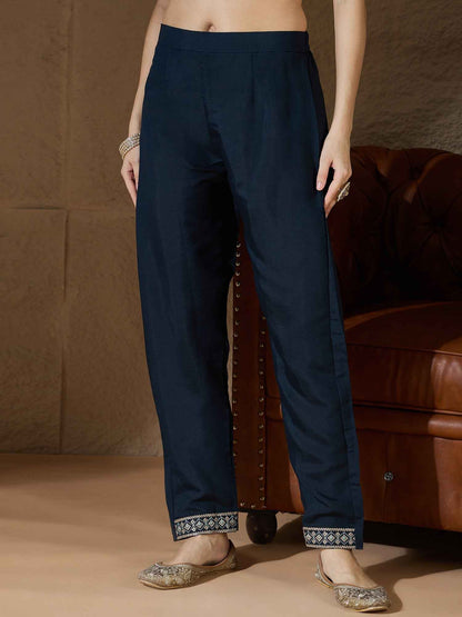 Aarohi teal Women Kurta and Pant Sets Silk Blend Fabric