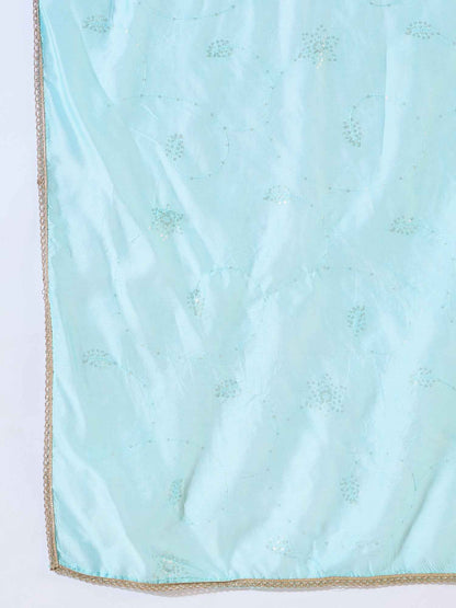 Aarohi teal Women Kurta and Pant Sets Silk Blend Fabric