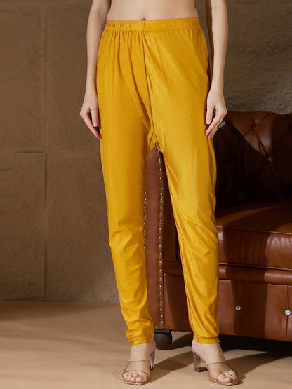 Neelangi yellow Women Kurta and Leggings Duppata Set Chanderi Modal Butti - FitVibe Fashion